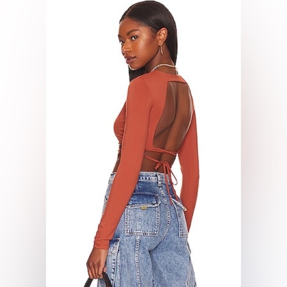 Alix NYC Declan crop top terra cotta long sleeve open back excellent Size M - Picture 8 of 9